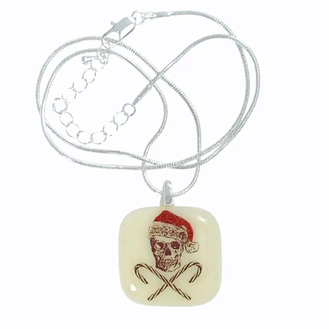 Skull and Crossbones Christmas Pendant Necklace