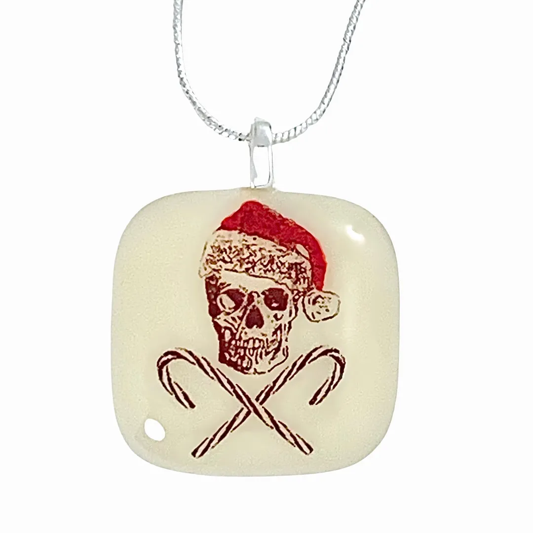 Skull and Crossbones Christmas Pendant Necklace