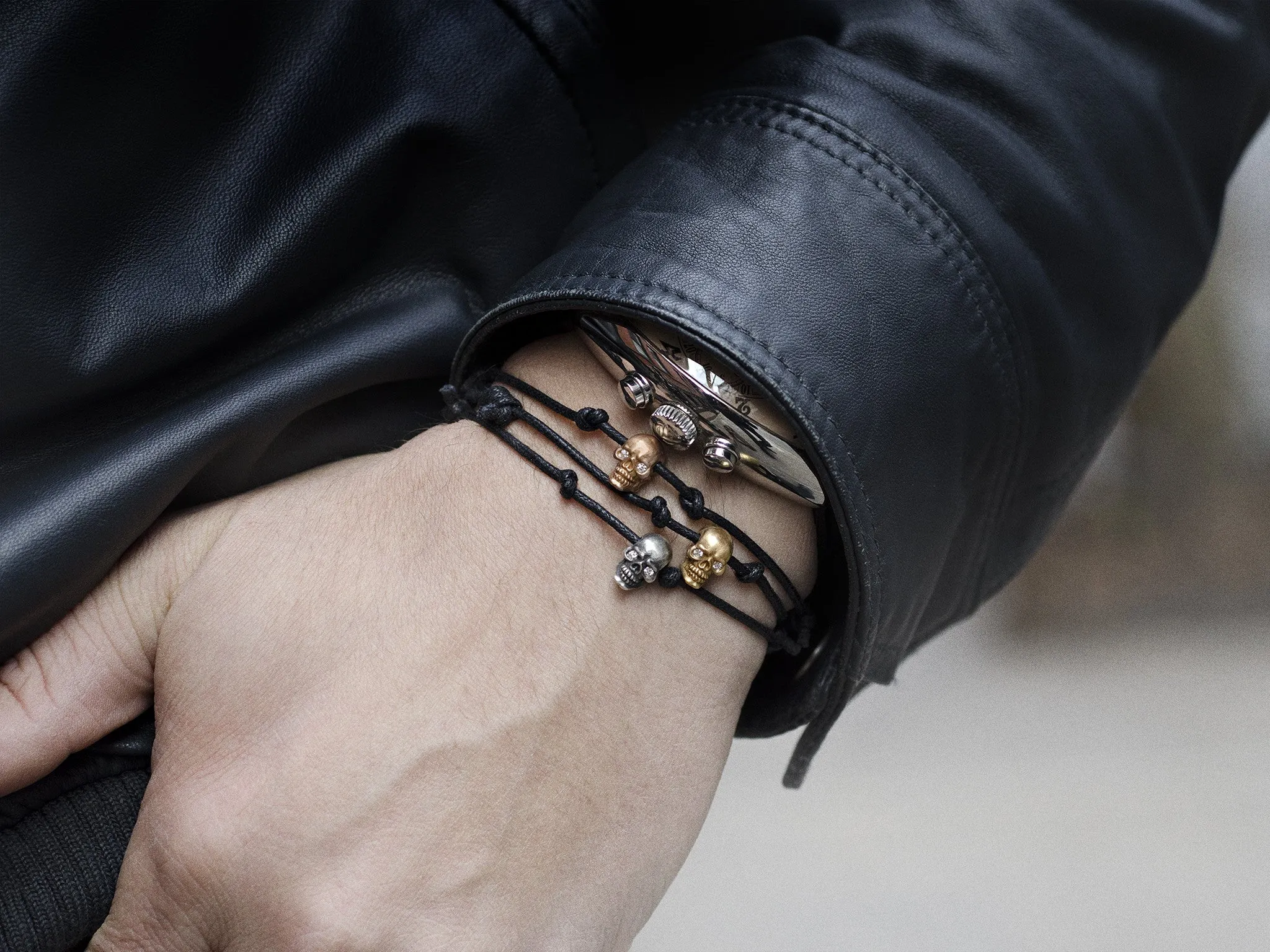 Skull Bracelet in 18kt Rose Gold with Diamond Eyes