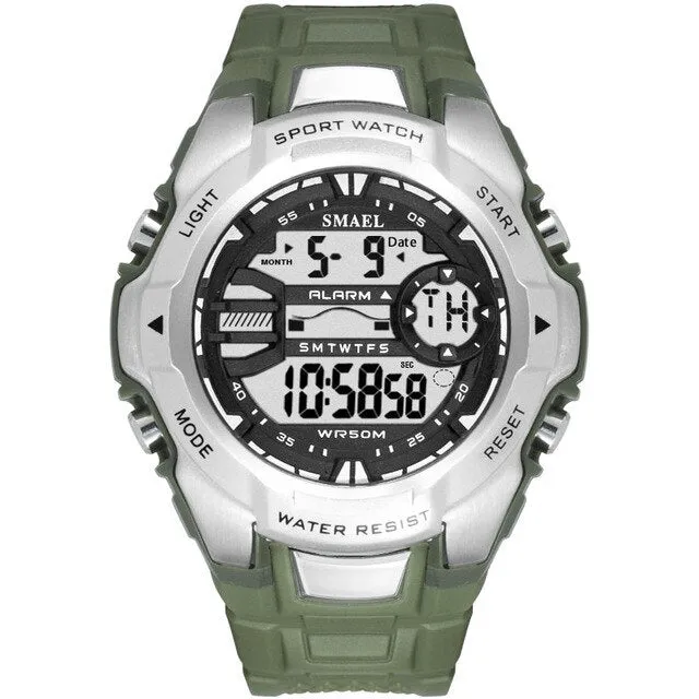 SMAEL 6 Fashion Colors Men Chronograph Watch Outdoor Sports Digital Watches Military Mens Army Alarm Chrono Sport Wristwatches