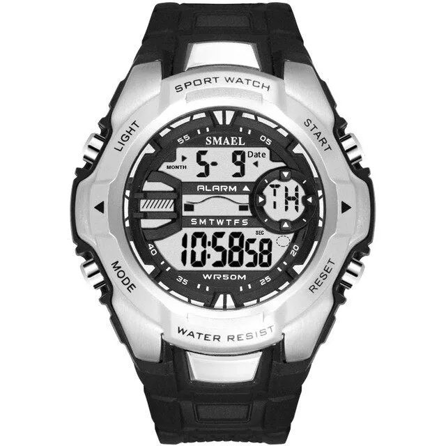 SMAEL 6 Fashion Colors Men Chronograph Watch Outdoor Sports Digital Watches Military Mens Army Alarm Chrono Sport Wristwatches