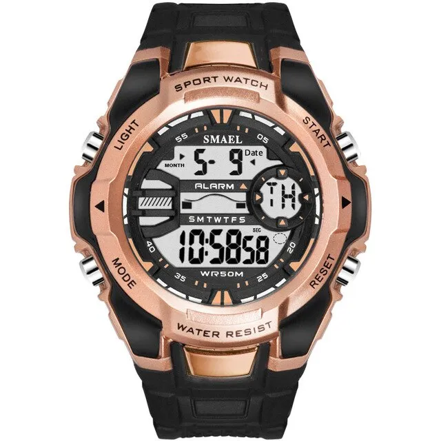 SMAEL 6 Fashion Colors Men Chronograph Watch Outdoor Sports Digital Watches Military Mens Army Alarm Chrono Sport Wristwatches