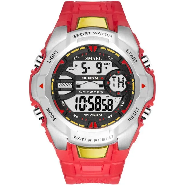 SMAEL 6 Fashion Colors Men Chronograph Watch Outdoor Sports Digital Watches Military Mens Army Alarm Chrono Sport Wristwatches