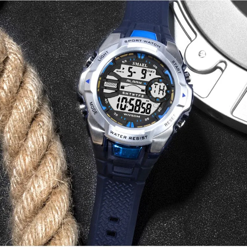 SMAEL 6 Fashion Colors Men Chronograph Watch Outdoor Sports Digital Watches Military Mens Army Alarm Chrono Sport Wristwatches