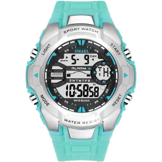 SMAEL 6 Fashion Colors Men Chronograph Watch Outdoor Sports Digital Watches Military Mens Army Alarm Chrono Sport Wristwatches