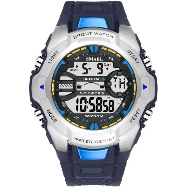 SMAEL 6 Fashion Colors Men Chronograph Watch Outdoor Sports Digital Watches Military Mens Army Alarm Chrono Sport Wristwatches
