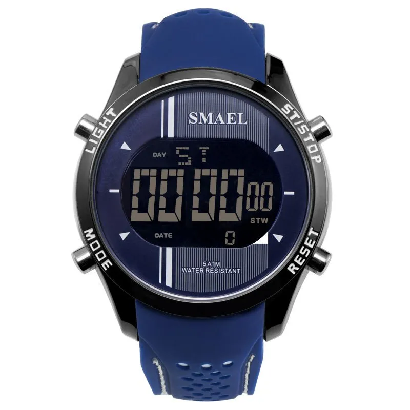 SMAEL Digital Watches Men Silicone Strap Outdoor Sports Multifunction Wristwatch Male Alloy Clock Chronograph Electronic Watch
