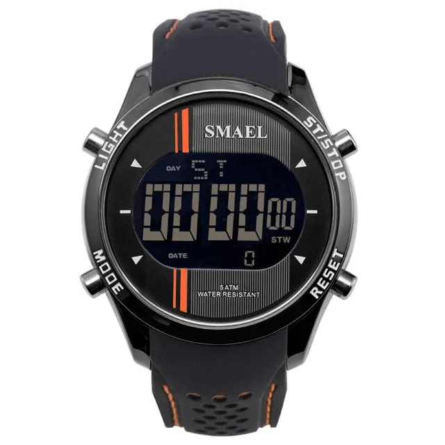 SMAEL Digital Watches Men Silicone Strap Outdoor Sports Multifunction Wristwatch Male Alloy Clock Chronograph Electronic Watch