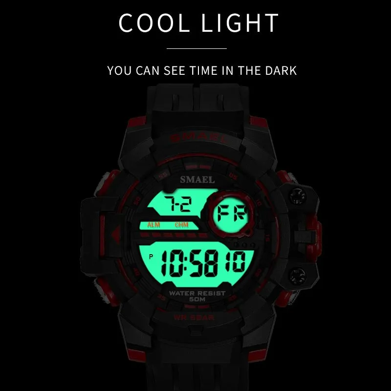 SMAEL Luxury Brand Mens Sports Watches Digital LED Military Watch Men Fashion Casual Electronics Wristwatches Hot Clock Male