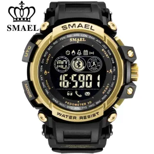 SMAEL Men Electronic Watch Outdoor Sport Waterproof Digital Stop  Watches Chronograph Week Display Auto Date Alarm Male Clock