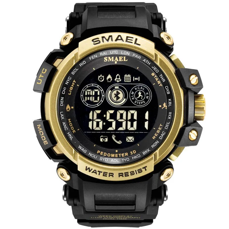 SMAEL Men Electronic Watch Outdoor Sport Waterproof Digital Stop  Watches Chronograph Week Display Auto Date Alarm Male Clock