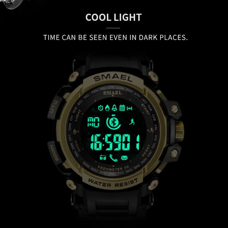 SMAEL Men Electronic Watch Outdoor Sport Waterproof Digital Stop  Watches Chronograph Week Display Auto Date Alarm Male Clock