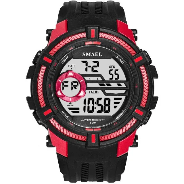 SMAEL Men Sport Digital Wristwatch Day Date Waterproof Army Wrist Watch For Male Clock Fashion Casual Electronic LED Watches