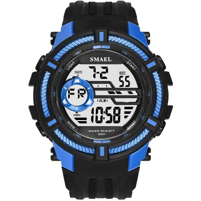 SMAEL Men Sport Digital Wristwatch Day Date Waterproof Army Wrist Watch For Male Clock Fashion Casual Electronic LED Watches