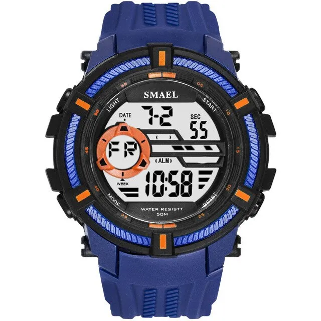 SMAEL Men Sport Digital Wristwatch Day Date Waterproof Army Wrist Watch For Male Clock Fashion Casual Electronic LED Watches