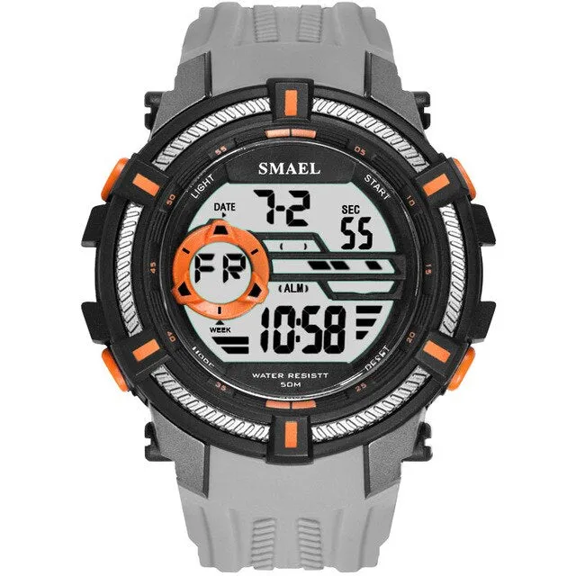 SMAEL Men Sport Digital Wristwatch Day Date Waterproof Army Wrist Watch For Male Clock Fashion Casual Electronic LED Watches