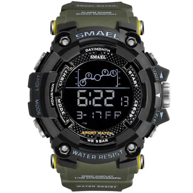 SMAEL Mens Watch Military Waterproof Sport WristWatch Digital Stopwatches For Men 1802 Military Electronic Watches Male Clock