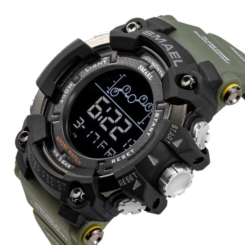 SMAEL Mens Watch Military Waterproof Sport WristWatch Digital Stopwatches For Men 1802 Military Electronic Watches Male Clock