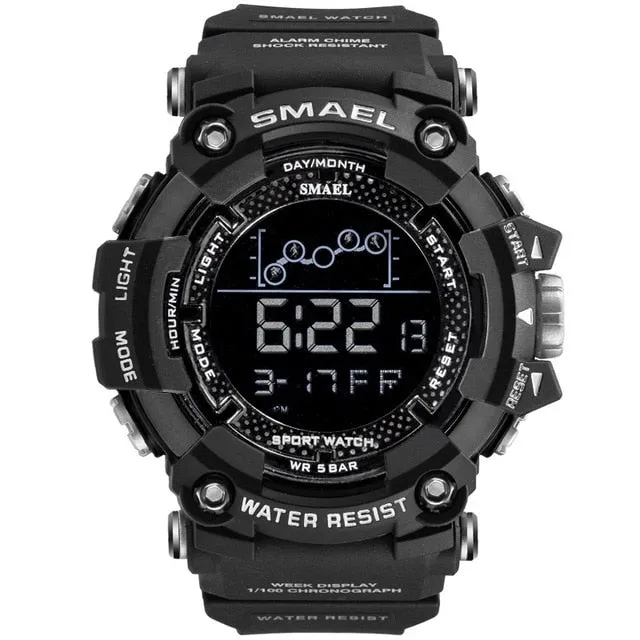 SMAEL Mens Watch Military Waterproof Sport WristWatch Digital Stopwatches For Men 1802 Military Electronic Watches Male Clock