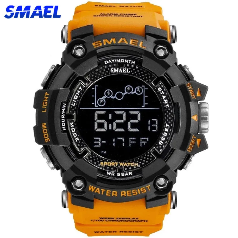 SMAEL Mens Watch Military Waterproof Sport WristWatch Digital Stopwatches For Men 1802 Military Electronic Watches Male Clock