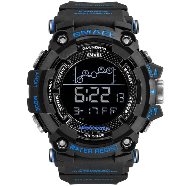SMAEL Mens Watch Military Waterproof Sport WristWatch Digital Stopwatches For Men 1802 Military Electronic Watches Male Clock