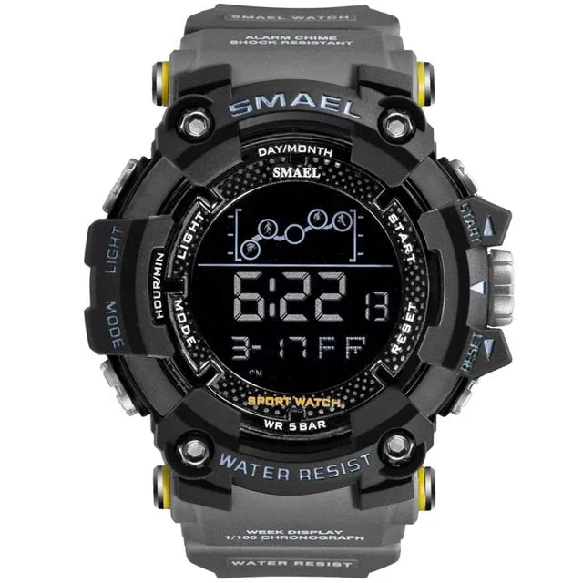 SMAEL Mens Watch Military Waterproof Sport WristWatch Digital Stopwatches For Men 1802 Military Electronic Watches Male Clock