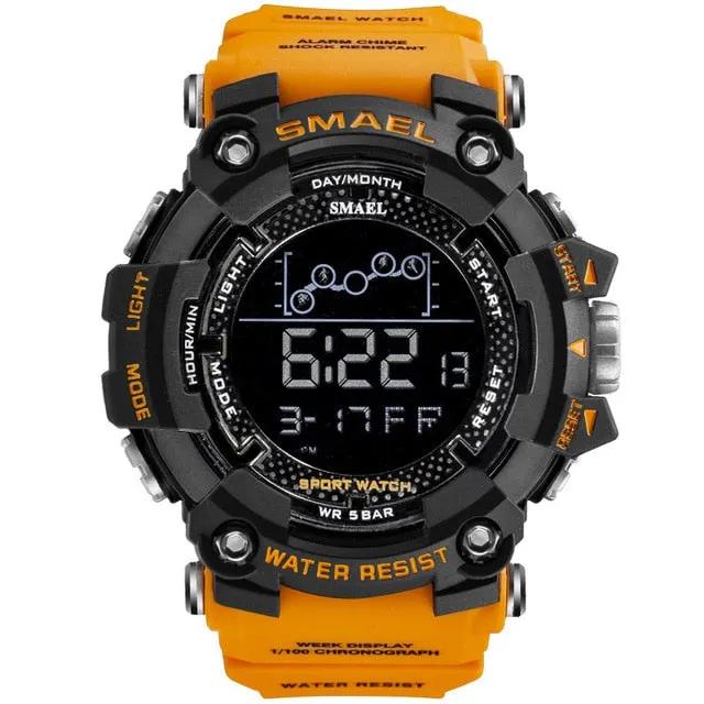 SMAEL Mens Watch Military Waterproof Sport WristWatch Digital Stopwatches For Men 1802 Military Electronic Watches Male Clock