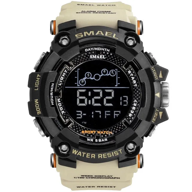 SMAEL Mens Watch Military Waterproof Sport WristWatch Digital Stopwatches For Men 1802 Military Electronic Watches Male Clock