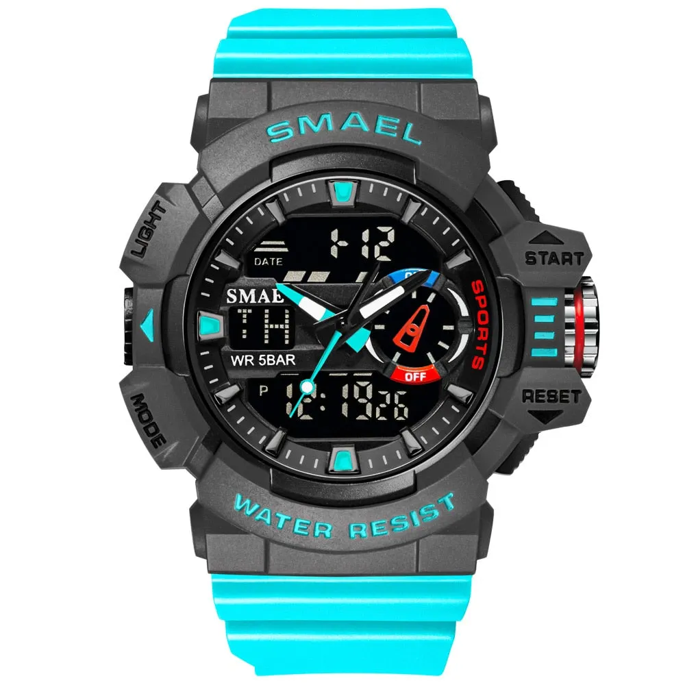 SMAEL Military Watches Men Sport Watch Waterproof Wristwatch Stopwatch Alarm LED Light Digital Watches Men Big Dial Clock 8043