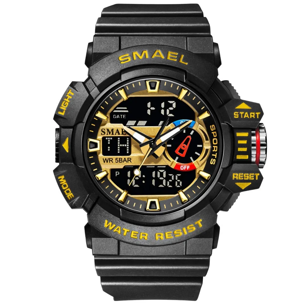 SMAEL Military Watches Men Sport Watch Waterproof Wristwatch Stopwatch Alarm LED Light Digital Watches Men Big Dial Clock 8043