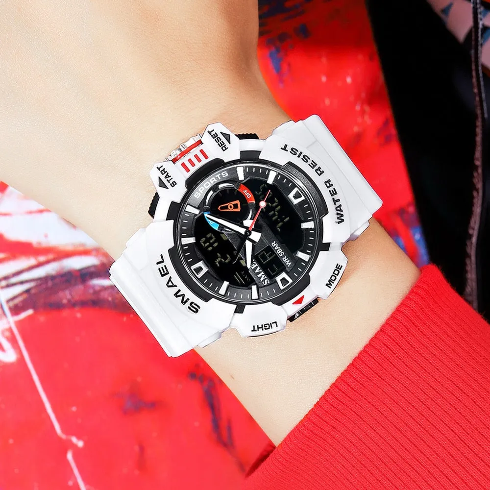 SMAEL Military Watches Men Sport Watch Waterproof Wristwatch Stopwatch Alarm LED Light Digital Watches Men Big Dial Clock 8043