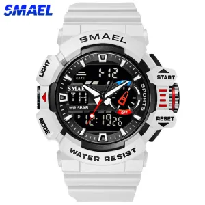 SMAEL Military Watches Men Sport Watch Waterproof Wristwatch Stopwatch Alarm LED Light Digital Watches Men Big Dial Clock 8043