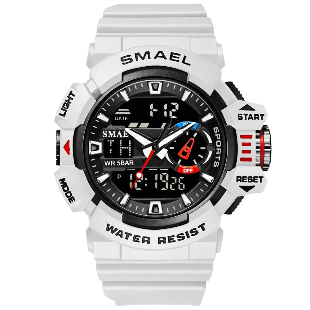 SMAEL Military Watches Men Sport Watch Waterproof Wristwatch Stopwatch Alarm LED Light Digital Watches Men Big Dial Clock 8043