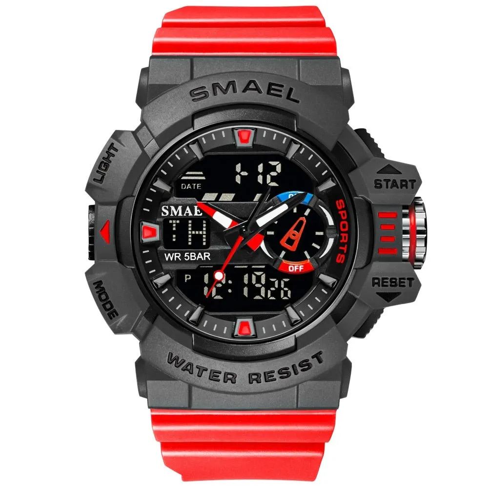 SMAEL Military Watches Men Sport Watch Waterproof Wristwatch Stopwatch Alarm LED Light Digital Watches Men Big Dial Clock 8043