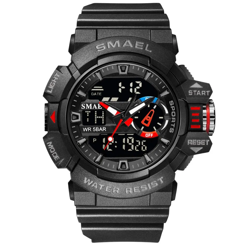 SMAEL Military Watches Men Sport Watch Waterproof Wristwatch Stopwatch Alarm LED Light Digital Watches Men Big Dial Clock 8043