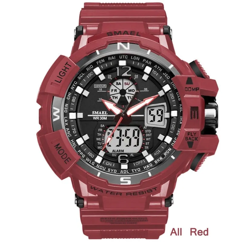 SMAEL Sport Watch Men Big Dial LED Digital Quartz Wrist Watches Men&#39;s Top Brand Luxury Digital-watch Military Army Clock Male