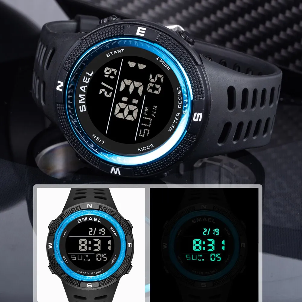 SMAEL Watch Men Outdoor Sport Chrono Digital Wristwatch Timer Waterproof Military Army Mens Watches LED Display Electronic Clock