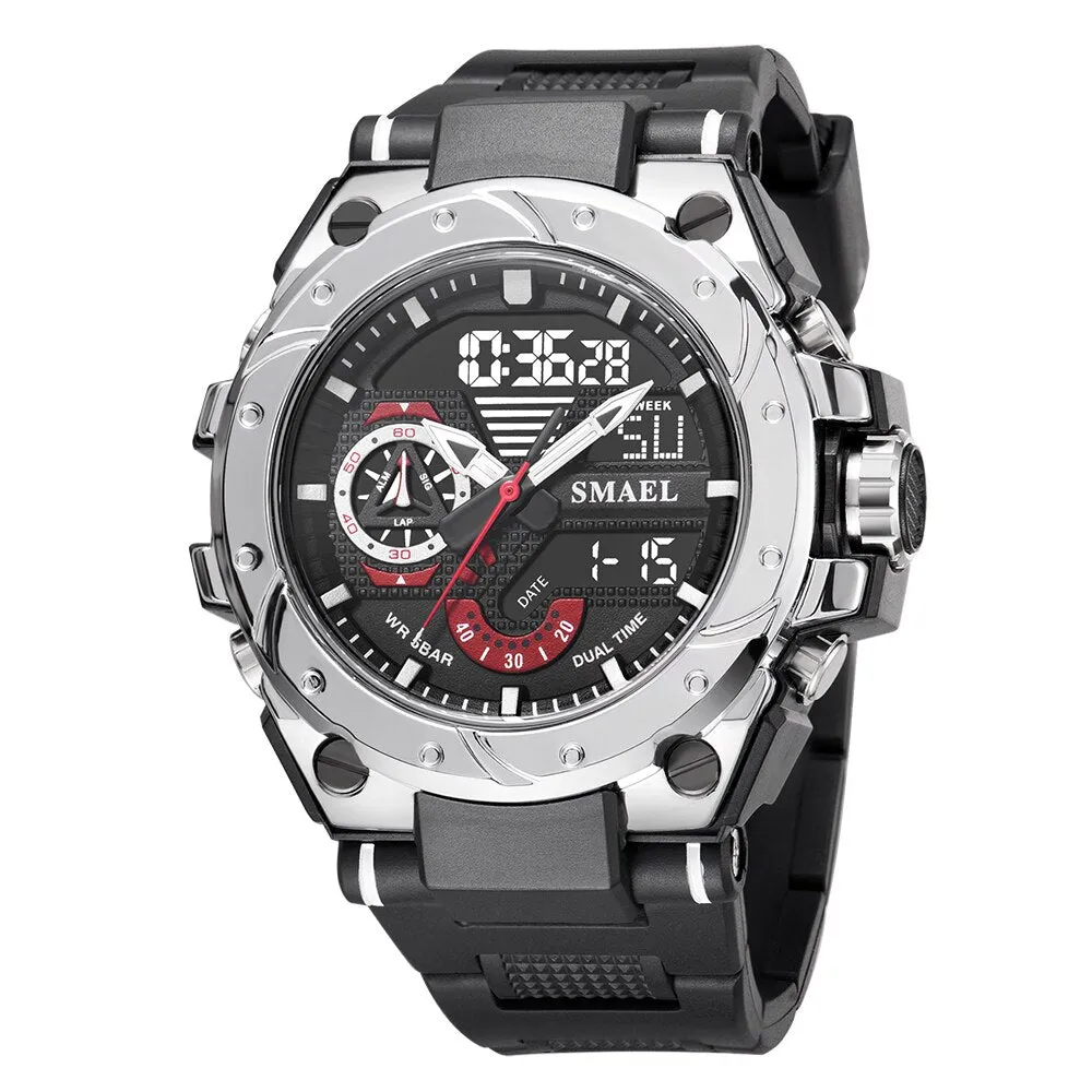 SMAEL Watches Men Chronograph Sports Hyun-chae Cool Wristwatch Shock Watch Men Multi-function Dual Displa Clock