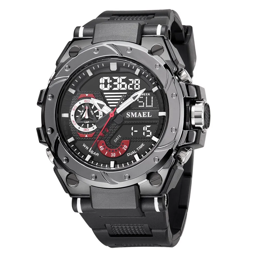 SMAEL Watches Men Chronograph Sports Hyun-chae Cool Wristwatch Shock Watch Men Multi-function Dual Displa Clock
