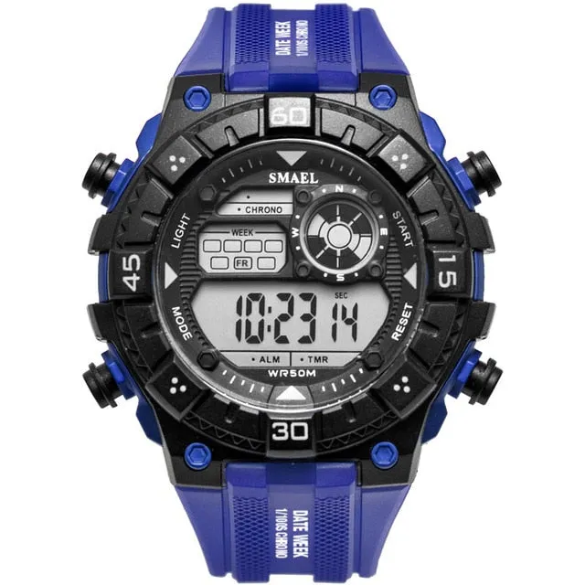 SMAEL White Watch Sport Watches for Men Waterproof Multifunction Wristwatches  Mens Army Military Digital Outdoor Sports Watch