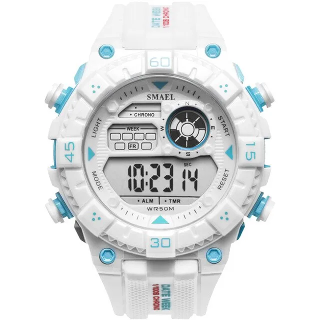 SMAEL White Watch Sport Watches for Men Waterproof Multifunction Wristwatches  Mens Army Military Digital Outdoor Sports Watch