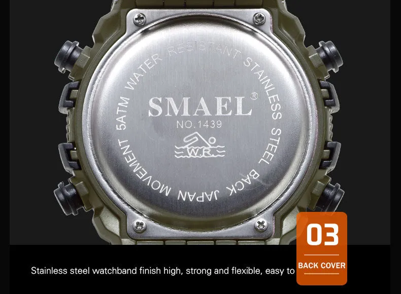 SMAEL White Watch Sport Watches for Men Waterproof Multifunction Wristwatches  Mens Army Military Digital Outdoor Sports Watch