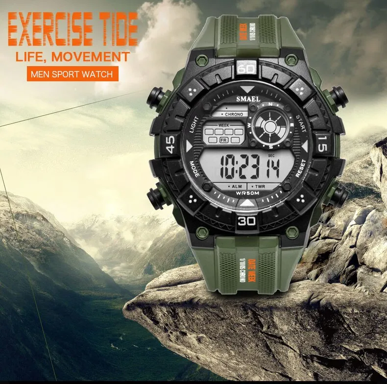 SMAEL White Watch Sport Watches for Men Waterproof Multifunction Wristwatches  Mens Army Military Digital Outdoor Sports Watch
