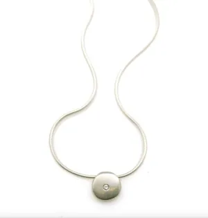 Small Disc with Diamond Silver Necklace