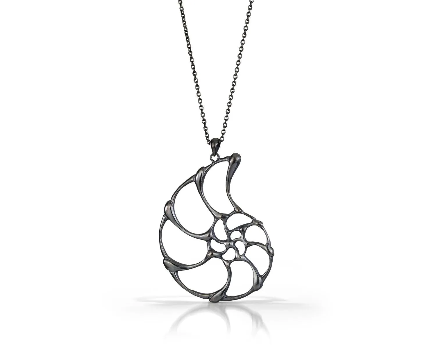 Small Open Ammonite Oxidized Pendant