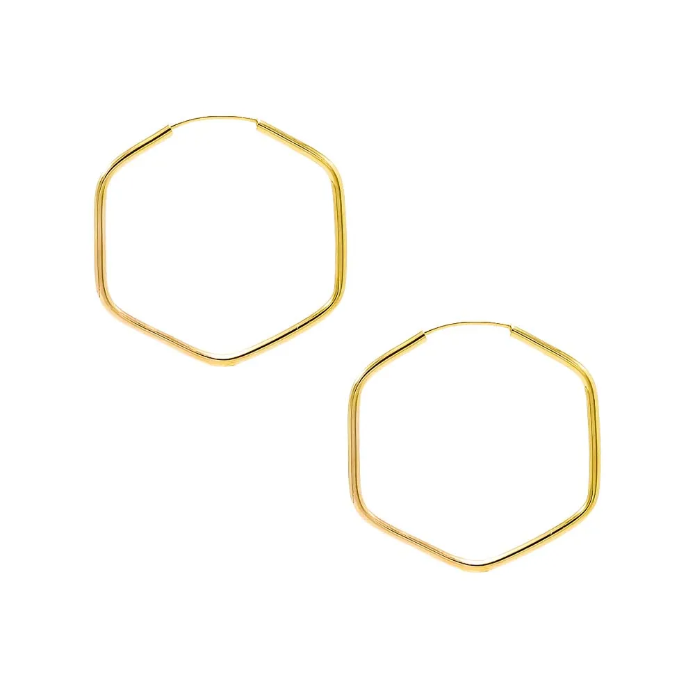 Solid Endless Octagon Shape Hoop Earring 14K