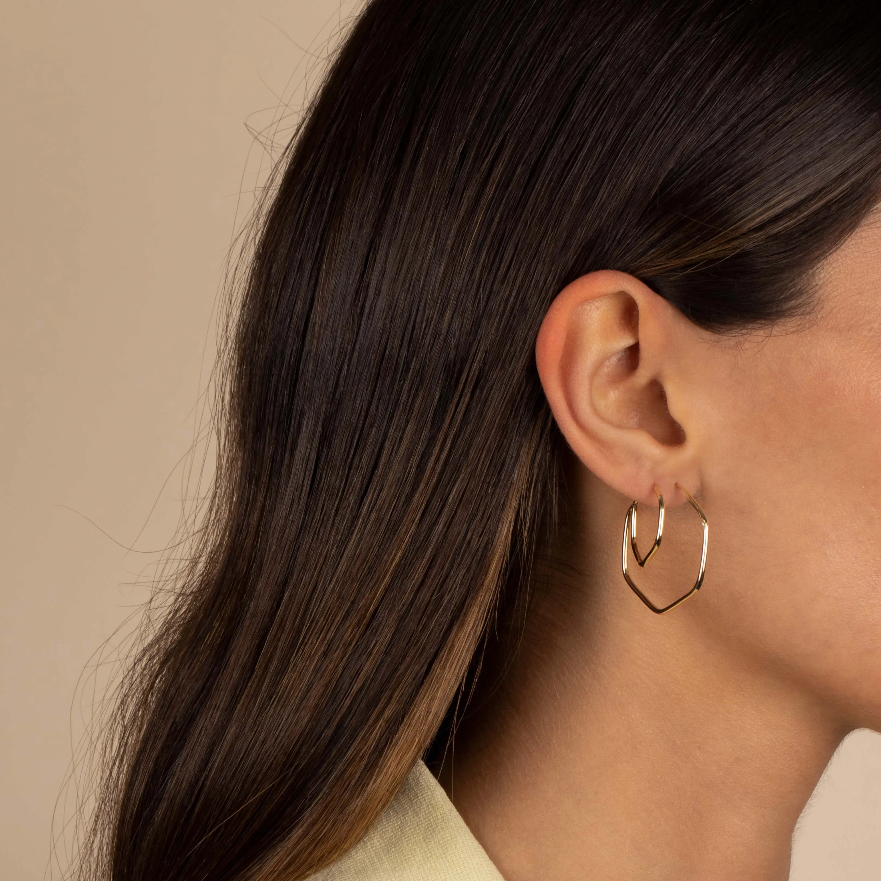 Solid Endless Octagon Shape Hoop Earring 14K