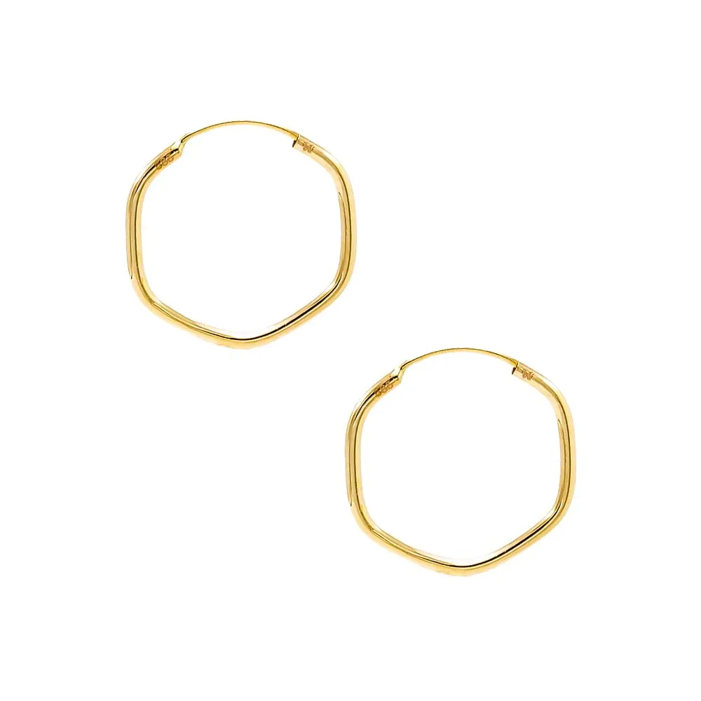 Solid Endless Octagon Shape Hoop Earring 14K