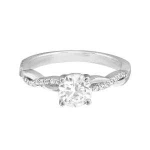 Solitaire Diamond and Twisted Diamond Pavé Band Engagement Ring Setting