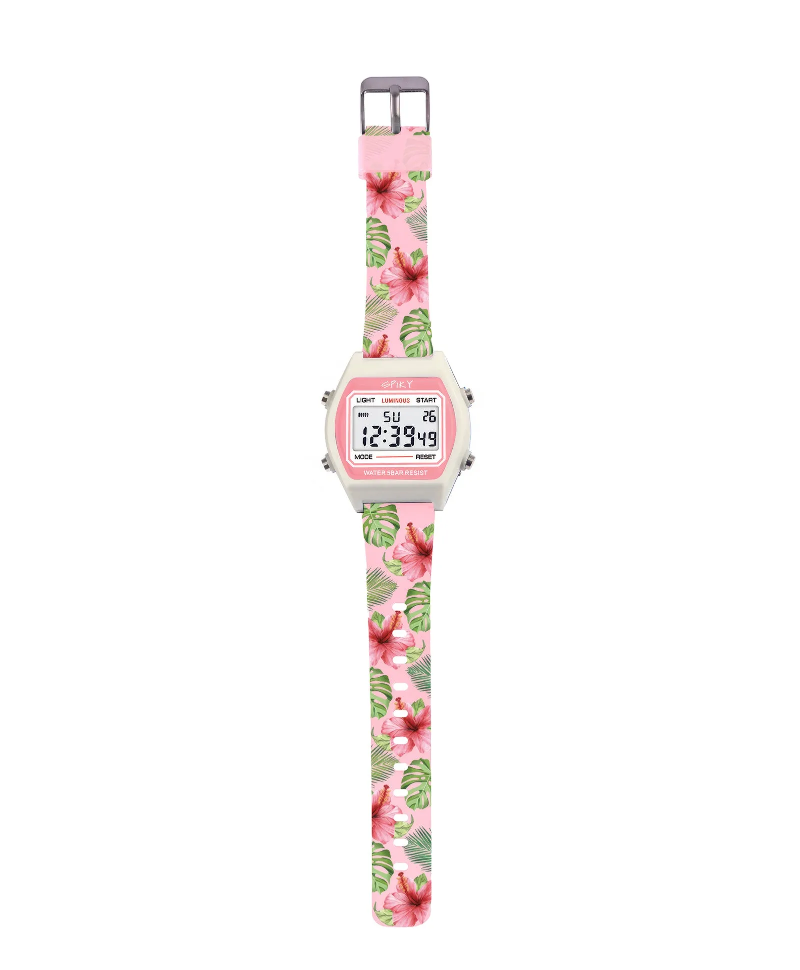 Spiky Eva25 Unique Printed Square Multi Functional Sports Digital Watch - Pink